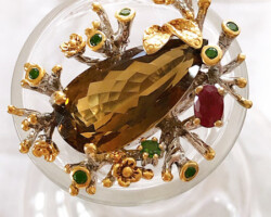 シトリンの豪華リング。細かい仕事。 リング